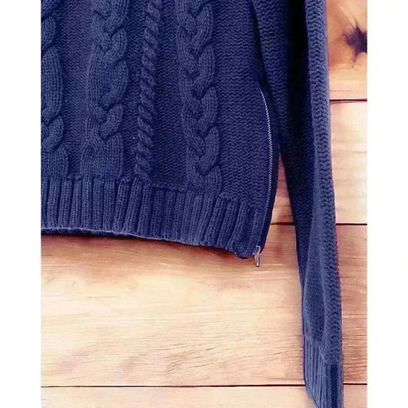Banana Republic Cable Knit Cropped Side Zip Sweater Blue Size XS - Picture 10 of 10